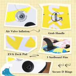 Inflável levante-se paddleboard sup board 6 Polegada grossa sap surfboard conjunto com paddle surf fin enrolado leash inflator levar saco - Image 4