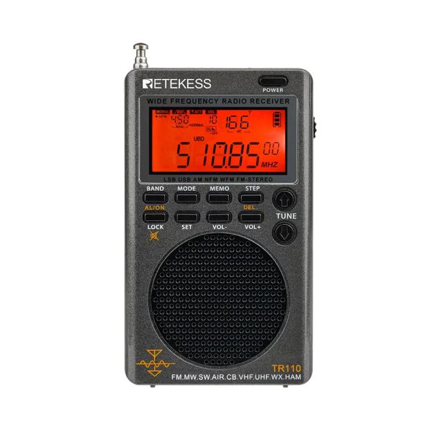 Retekess TR110 Rádio Portátil SSB Receptor de Banda Completa NOAA Alerta Digital para Exterior