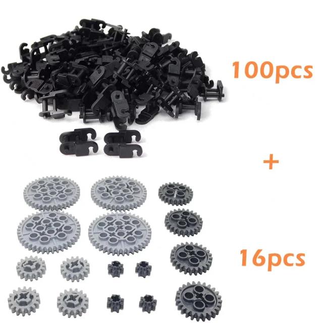 100 pçs conjunto de engrenagens técnicas link corrente tijolos engrenagens conjunto peças 3711 14696 10928 94925 3648 3649 para moc blocos de construção trem brinquedos