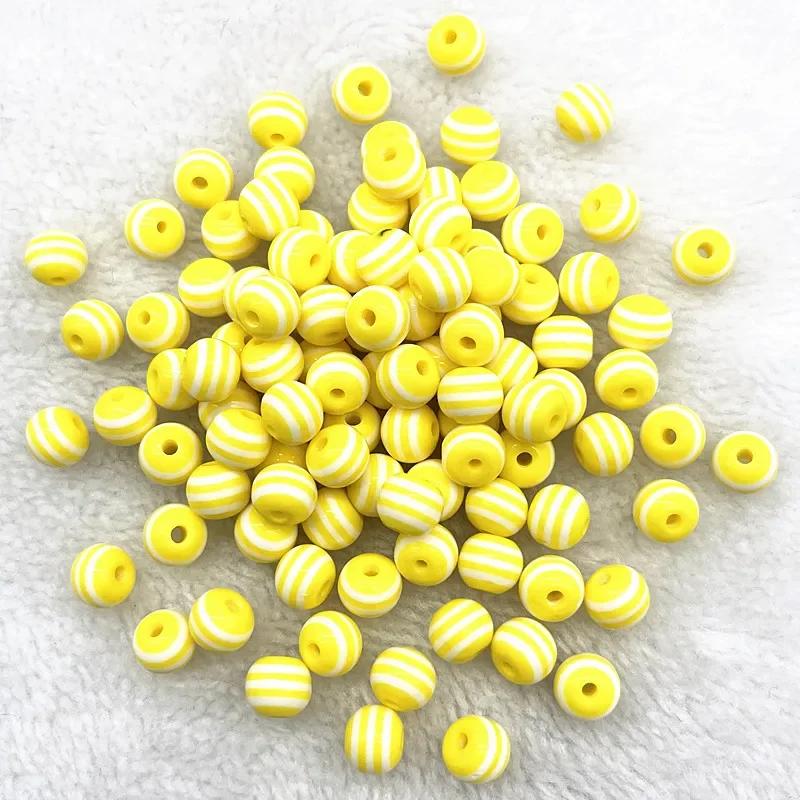 Contas de resina redondas com listra, cor sólida, 8mm/10mm/12mm, para fazer jóias, diy, diy, acessórios de vestuário - Image 1