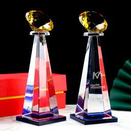 Personalizado colorido diamante cristal troféu, lembrança, artesanato de vidro, eventos esportivos, prêmios campeões, presentes, decoração para casa, livre - Image 2