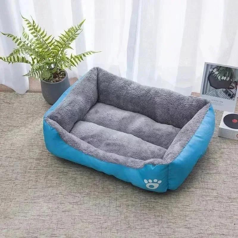 Canil quadrado de pelúcia para animais de estimação, sofá lavável para cães de médio e pequeno porte, cama macia para gatos, acessórios - Image 1