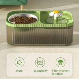 Fonte de água automática do gato com bacia do alimento do aço inoxidável, alimentador elevado do alimento do gato e da água para gatos internos, 1PC - Image 5