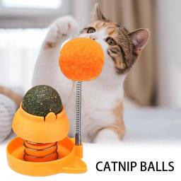 Catnip Rotatable Lambendo Bolas, Comestível e Saudável com Bola de Primavera, Gatos Brinquedos, Limpeza dos Dentes, Parede - Image 3