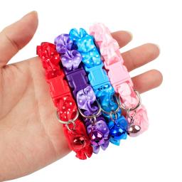 Colar de gato ajustável com pingente de sino, cães pequenos e médios, colar de cachorro, fivela de segurança, laço doce, bonito - Image 4