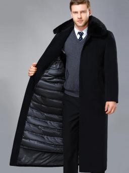 Casaco destacável de pele de raposa masculino, trincheira grossa de caxemira, jaquetas quentes, longo x, casacos de forro 6XL, nova moda - Image 2