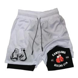 Calções de boxe masculino impressão dupla camada secagem rápida muscular homem shorts correndo ginásio fitness calças curtas basquete roupas esportivas - Image 3