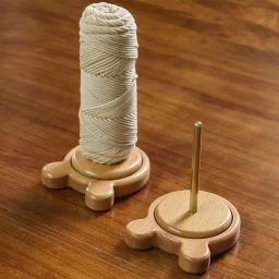 Suporte do fio de tricô de madeira Rolo de fios Ferramentas de tricô Enrolador de fios Eixo de rotação para tecelagem suave Suprimentos de crochê - Image 2