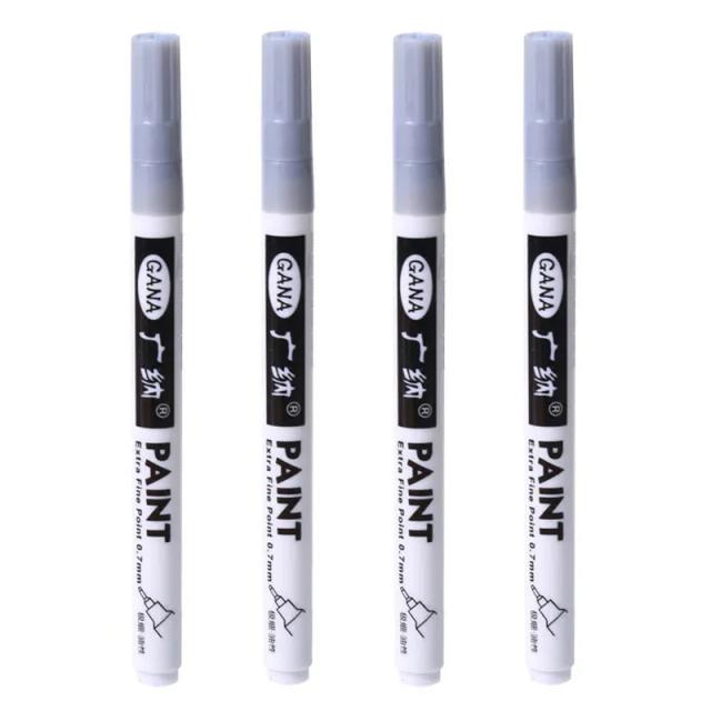 Caneta Marcadora de Pintura Oleosa Branca para Superfícies Diversas - Conjunto com 4 Peças, Ponta de 0,7mm