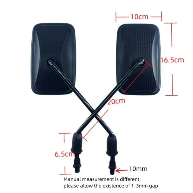 Espelho Retrovisor Convexo Universal de Alta Definição para Motos e Triciclos - Acessórios de 10mm Quadrado