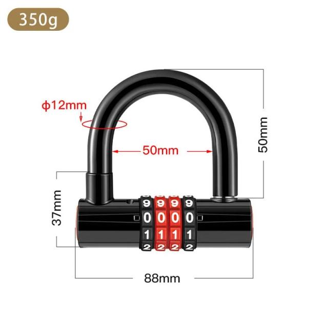 Cadeado Antifurto Combinado em Forma de U para Porta de Vidro Duplo e Bicicletas - Acessórios Ideais para Esportes ao Ar Livre
