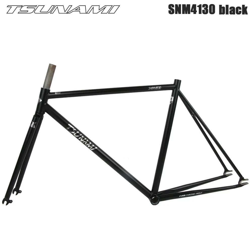 Tsunami snm4130 700c conjunto de quadros de bicicleta de engrenagem fixa 50/52/55cm pista de corrida de aço cromado fixie quadro de bicicleta peças de bicicleta de alta qualidade - Image 1
