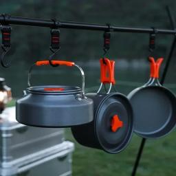 Conjunto de panelas de acampamento portátil kit panelas ao ar livre pote cozinhar chaleira água pan conjunto talheres caminhadas equipamentos piquenique 2-3 pessoas - Image 1