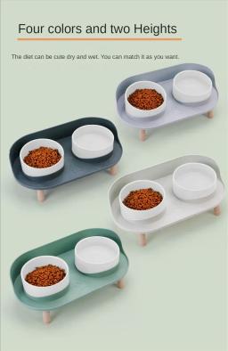 Double Bowls Pet Alimentador para gatos e cães, alimentação elevada, prato de água, tigela, altura ajustável, Kitten Supplies - Image 6