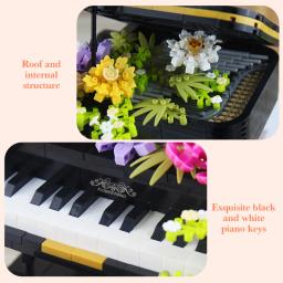 Criativo Piano Violino Bloco De Construção, Mini Instrumento Musical DIY, Modelo De Montagem De Flor Eterna, Presente De Aniversário Infantil - Image 5