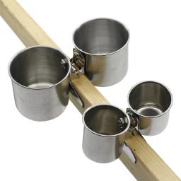 Alimentador de pássaros de aço inoxidável para animais de estimação, copo duplo/único com clipe, alimentador redondo de papagaio, comida, água potável, tigela de alimentação - Image 2