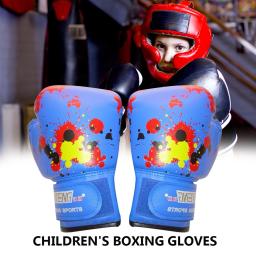 Luvas de treinamento de boxe de couro PU para crianças, luvas profissionais, muay thai respirável, sparring, karatê, kickboxing, 2pcs - Image 4