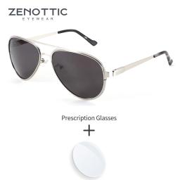 Zenottic xl tamanho alta acolchoado metal piloto polarizado prescrição óculos de sol para homens moda uv400 miopia óculos de sol ópticos - Image 1