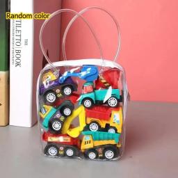 6 pçs aleatório mini inercial puxar para trás conjunto de carro de engenharia criança crianças brinquedos dos desenhos animados presente aniversário - Image 1