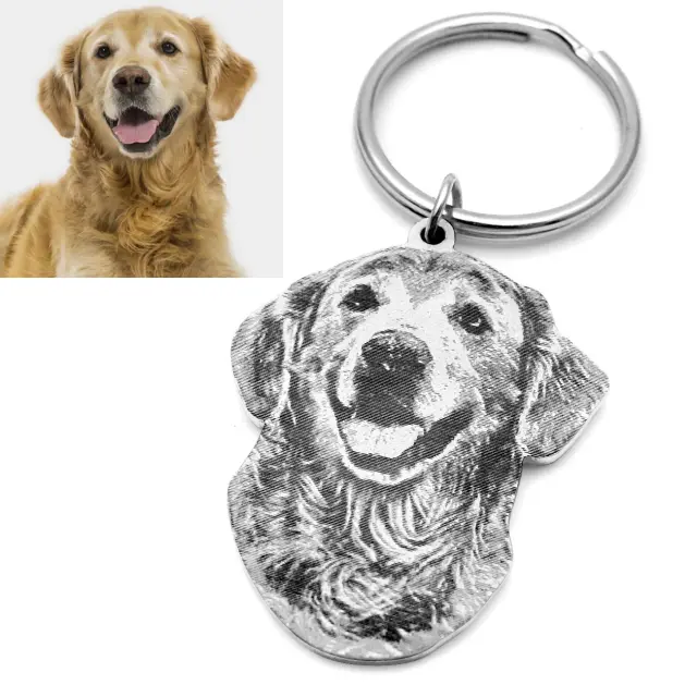 Identificação Personalizada para Cães e Gatos: Tags com Foto, Nome e Contato em Chaveiro Pingente