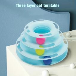 Torre de brinquedo interativa para gatos, brinquedos giráveis, auto Hi Ball, jogando, treinamento de inteligência, acessórios para gatos, 4 níveis - Image 3