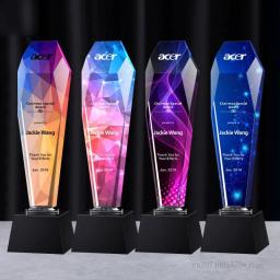 Troféu de cristal criativo high-end, letras personalizadas, impressão a cores, excelente equipe de funcionários, prêmio reunião anual - Image 3
