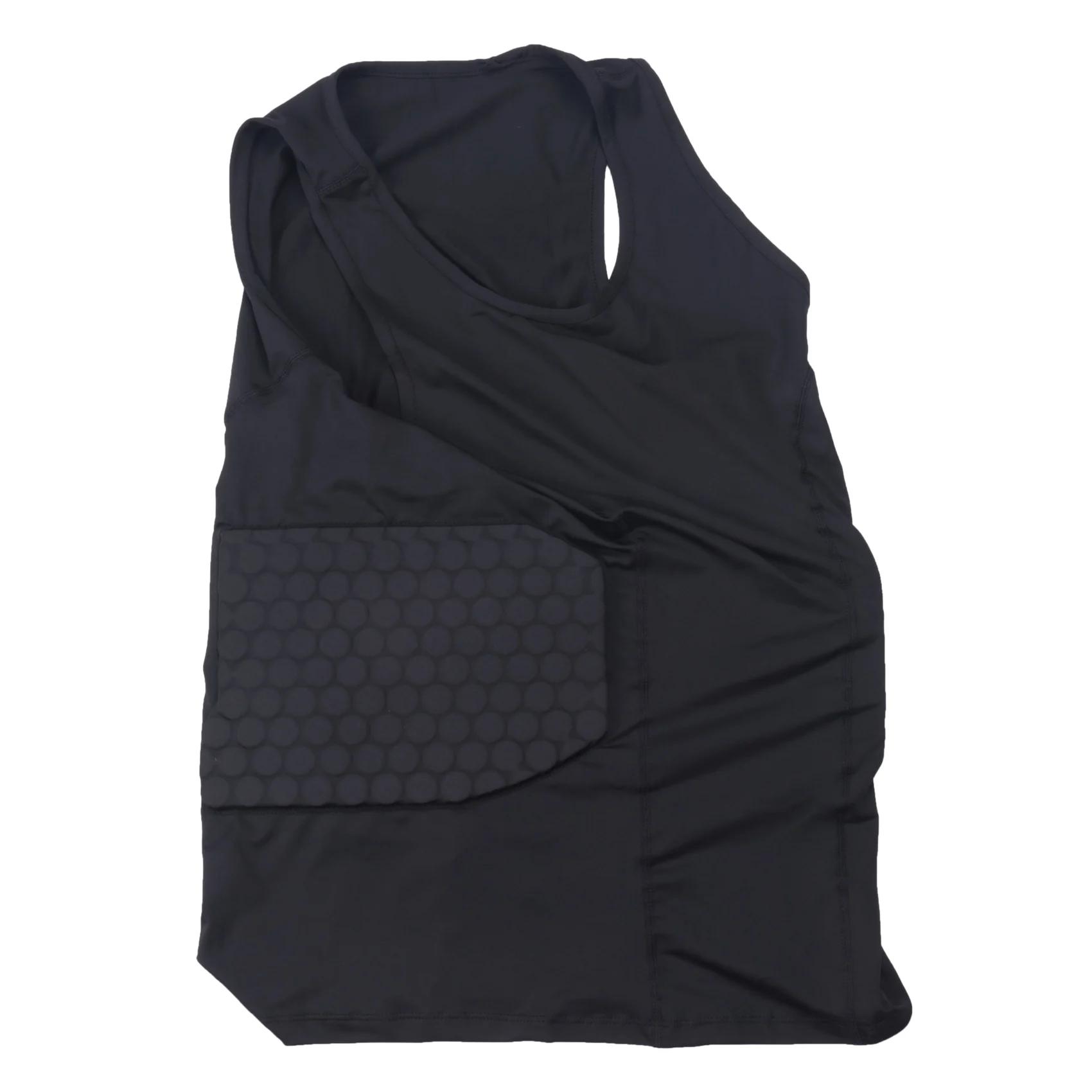Protetor de costela masculino colete acolchoado, camisa de compressão, colete de treinamento com 3 almofadas para futebol, futebol, basquete, hóquei, proteção - Image 1