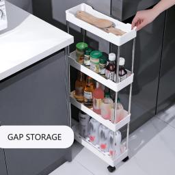 Rack de armazenamento de carrinho de mão, multicamadas com rodas, rack de armazenamento de chão, casa, cozinha, banheiro, universal, rack de armazenamento - Image 2
