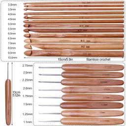 KRABALL-Bamboo Handle Crochet Hooks Kit, Agulhas de Tricô Set, DIY Craft, Ferramentas para Fios Weave, Acessórios de malha - Image 2
