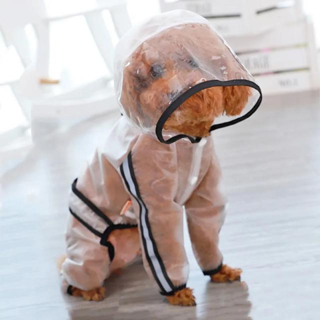 Jaqueta Impermeável Ajustável e Reflexiva para Cães - Poncho Slicker com Capuz e Design Leve para Dias Chuvosos