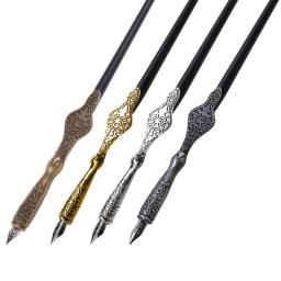 Caneta oblíqua para caligrafia, 1 peça, metal esculpido, artesanato, escritório, antiguidade - Image 2