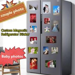 Fotos personalizadas adesivos de geladeira magnética diy criativo bebê fotos casal paisagem fotos ímã de geladeira personalizado - Image 2