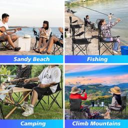 Cadeira de acampamento ao ar livre dobrável, Encosto portátil com pés, Pesca e caminhadas, cadeiras de praia dobráveis - Image 2