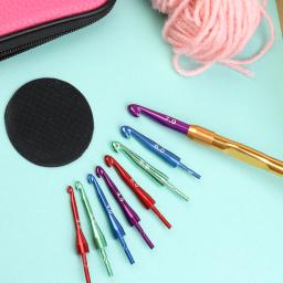 IMZAY Cabeça Ajustável Crochet Ganchos Set Agulhas De Tricô Kit de Ferramentas Aço Handle Com 8 Pcs Agulhas Substituíveis Cabeças - Image 3