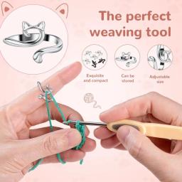 Ajustável Knitting Crochet Loop Ring, Guia de fios, Dedo Faster Holder, dedal Crocheteiras, Thread Ring, Ferramentas de costura, 2pcs - Image 5