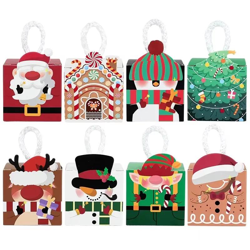 Caixa De Presente De Natal, Árvore De Natal, Papai Noel, Boneco De Neve, Doces De Papel, Sacos De Embalagem De Biscoito, Favores De Crianças, Ano Novo 2025, 10Pcs - Image 1