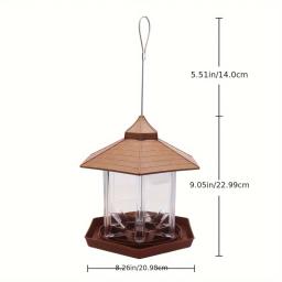 Alimentador de pássaros pendurado para pátio de jardim, decoração exterior, telhado hexagonal, alimentador de pássaros selvagens, ideal para misturar misturas de sementes, 2.6 lb - Image 3