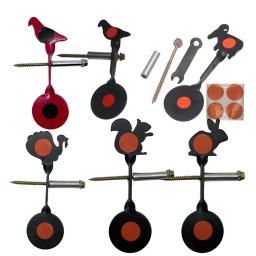 Caça e tiro de aço plinking spinner alvo cinco animais opção vermelho preto pacote simples estilingue lançador pneumático - Image 1