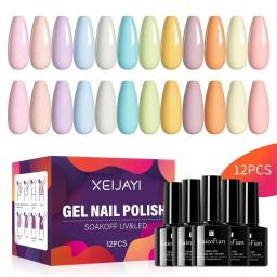 12pcs Macaron Gel Esmalte Primavera Verão Doce Set Cor Azul Rosa Para Manicure Semi Permanente Soak Off Nail Art Gel Verniz - Image 1