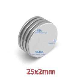 Ímã magnético poderoso redondo do neodímio, 3M fita adesiva dupla face, 25x2mm, 25x2mm - Image 6