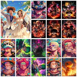 Kit de Pintura Diamante Anime Japonês, Luffy Sticky Diamond Bordado, Artesanal DIY Mosaico, Decoração de Casa, 1 Pc - Image 1