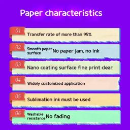 Papel De Transferência Térmica A4, Papel De Sublimação E Secagem Rápida, Impressão De T-shirt E Papel De Transferência De Calor, 100 Folhas - Image 4