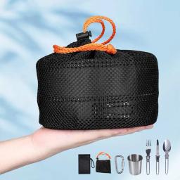 Kit De Panelas De Acampamento Leve Dobrável, Chaleira, Panela, Utensílios Portáteis, Louça De Piquenique De Alumínio, Churrasco, Caminhadas, Viagem - Image 4