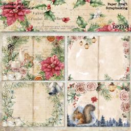 -Feliz Natal Papel de Scrapbooking Modelado, Pacote de Cartas Extravagantes, Papel Artesanal Leve, Tamanho A5, Estilo Vintage, Ca, 8 folhas - Image 2
