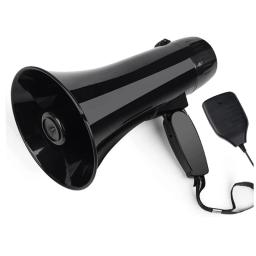 Alto-falante portátil megafone, PA bullhorn, microfone de mão destacável, sirene embutida, preto, poder 35 W - Image 1