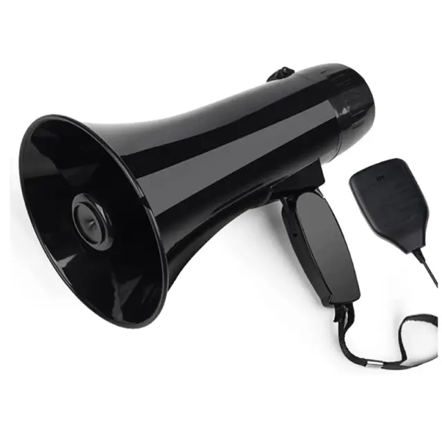 Alto-falante portátil megafone com microfone destacável e sirene embutida - 35W, preto