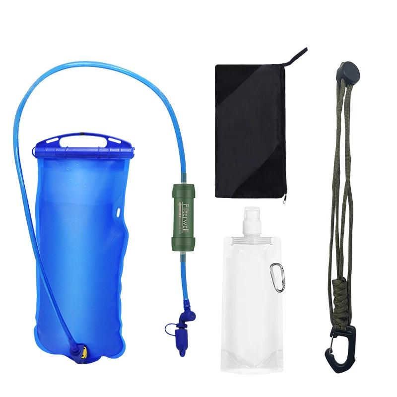 Outdoor Survival Water Filter Straw with Gravity Water Bag Purificador de água portátil Sistema de filtragem de água Acessórios de emergência - Image 1