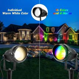 Controle remoto LED Lawn Lamp com conector, RGBW Spike ao ar livre, luz da paisagem, iluminação do jardim da árvore, 16 cores, AC, DC, 12 V, 24V - Image 5