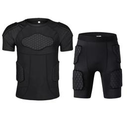 Esportes masculinos acolchoado compressão crash shorts colete superior joelheiras futebol paintball basquete patinação rugby à prova de choque terno - Image 3