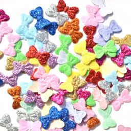 Cores misturadas Glitter Bowknot Tecido Patch, Tecido não tecido, DIY Appliques de pano, Decoração do casamento, 100pcs - Image 4